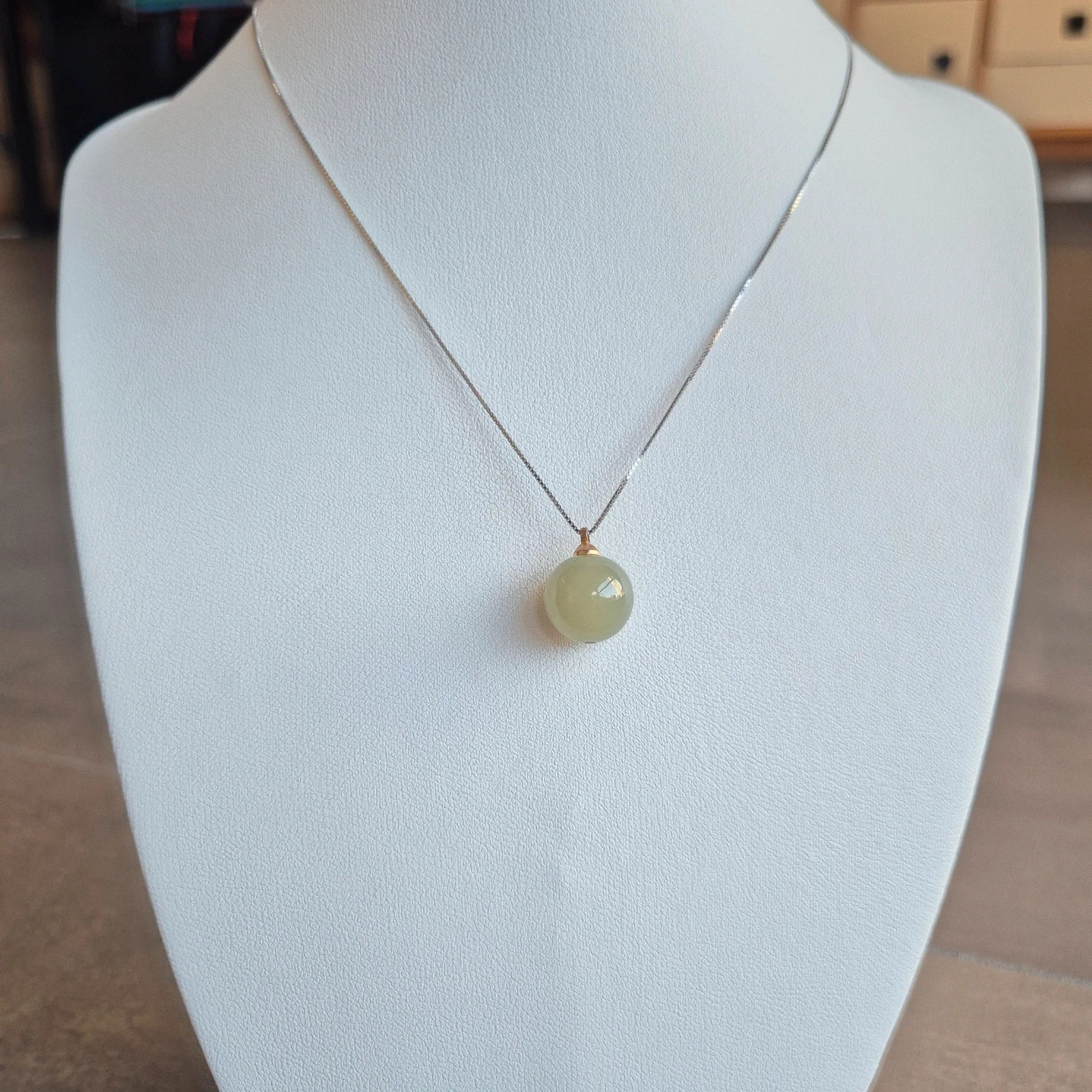 #Natuurlijk onbehandeld Nefriet jade hanger met S925 zilveren ketting – photo 2